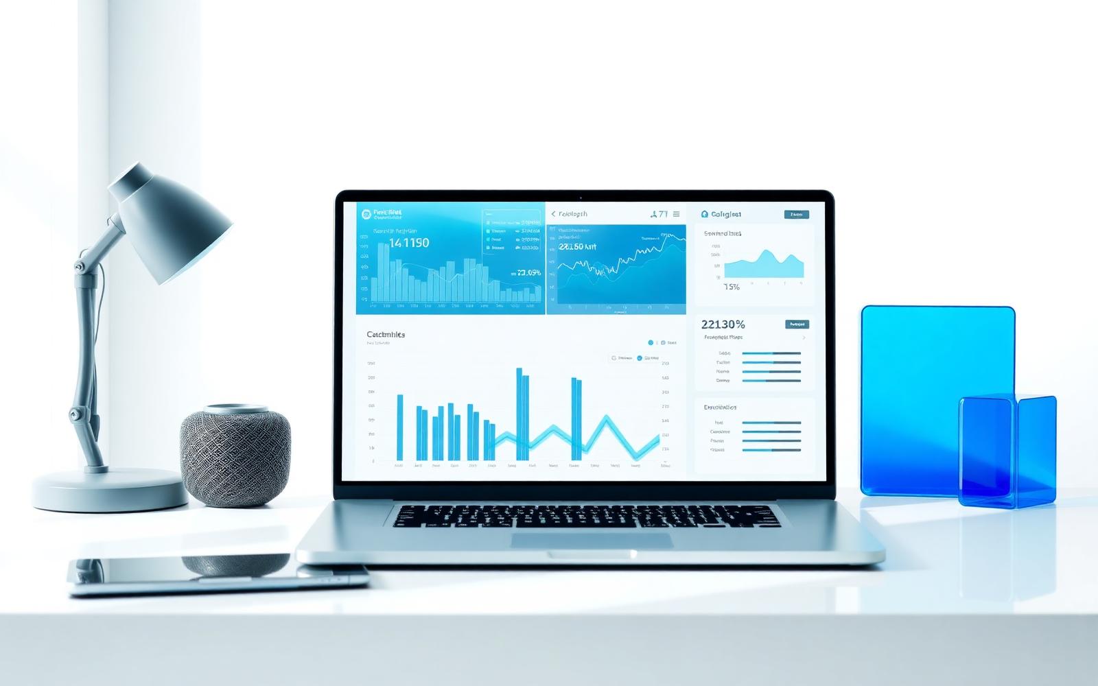 Study workspace with exam preparation analytics on a laptop